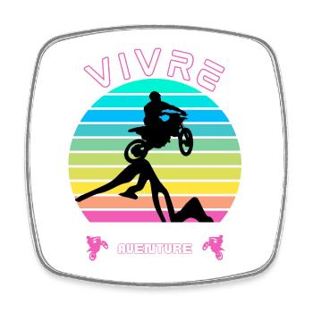Vivre la Vie comme une Aventure - Moto Cross - Magnet carré - blanc - Devant