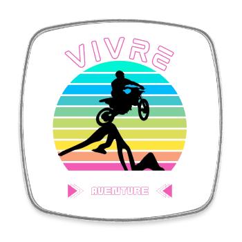 Vivre la Vie comme une Aventure - Moto Cross - Magnet carré - blanc - Devant
