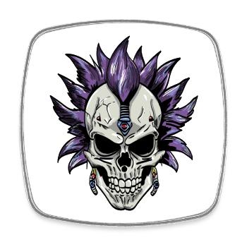 Skull with hair - Viereckiger Kühlschrankmagnet - Weiß - Vorne