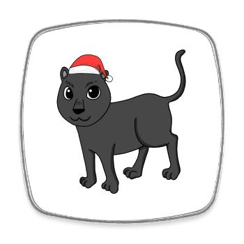 Schwarzer Panther Weihnachten - Viereckiger Kühlschrankmagnet - Weiß - Vorne
