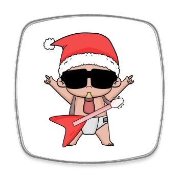 Cool Baby Christmas Rocker - Square fridge magnet - white - Front