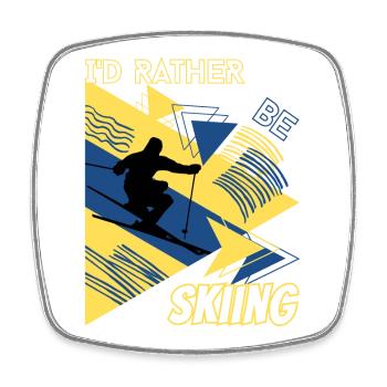 I'd Rather Ski - Ski Wintersportler Skifahrer - Viereckiger Kühlschrankmagnet - Weiß - Vorne