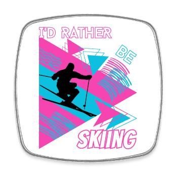 I'd Rather Ski - Ski Wintersportler Skifahrer - Viereckiger Kühlschrankmagnet - Weiß - Vorne