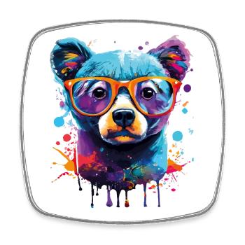 Bear Colorful - Brown Bear Teddy Bear - Grizzly - Square fridge magnet - white - Front