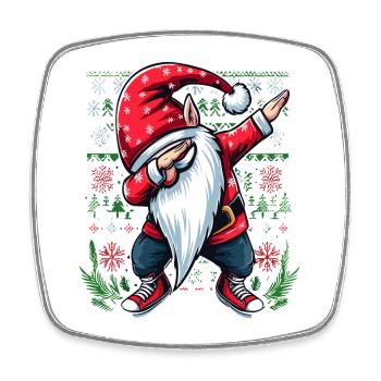 Dabbing St. Nicholas Ugly Christmas - Square fridge magnet - white - Front