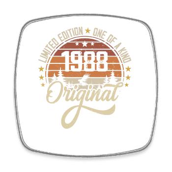 1988 Vintage Jahrgang Retro Geburtstag Geschenk - Viereckiger Kühlschrankmagnet - Weiß - Vorne