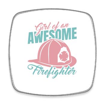 Girl of a great firefighter - Square fridge magnet - white - Front