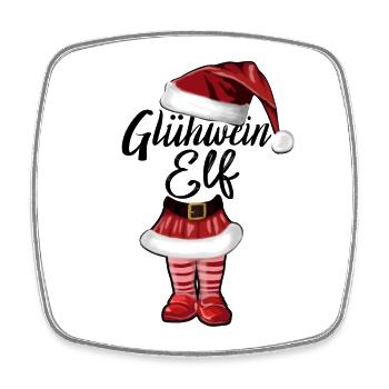 Weihnachten Glühwein Elf - Viereckiger Kühlschrankmagnet - Weiß - Vorne