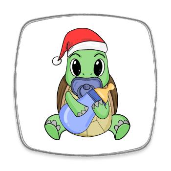 Turtle Baby Christmas - Square fridge magnet - white - Front