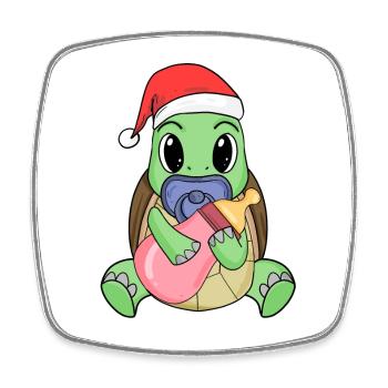Turtle Baby Christmas - Square fridge magnet - white - Front
