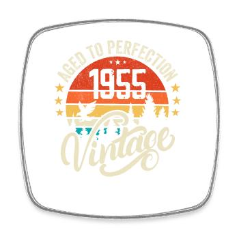 1955 Vintage - Geburtstagsgeschenk 1955 Retro 1955 - Viereckiger Kühlschrankmagnet - Weiß - Vorne