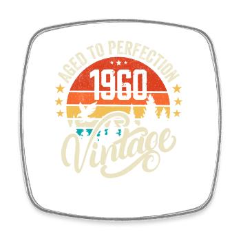 1960's Vintage - Birthday Gift 1960's Retro 1960's - Square fridge magnet - white - Front