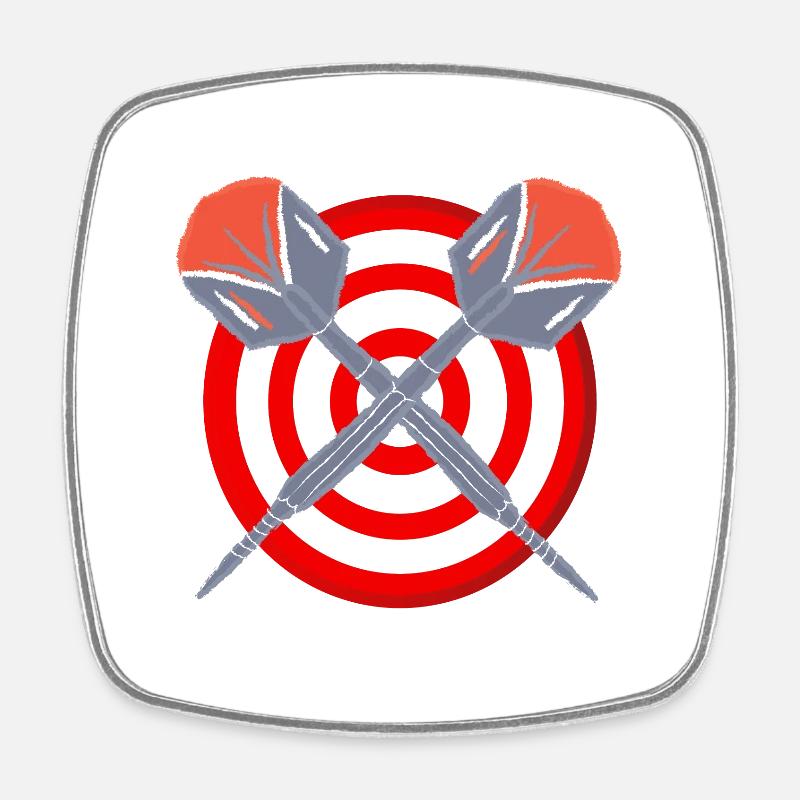 Dart Bullseye Cross Motif - Square fridge magnet - white