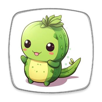 Cute Kawaii Cactus with Big Eyes - Square fridge magnet - white - Front