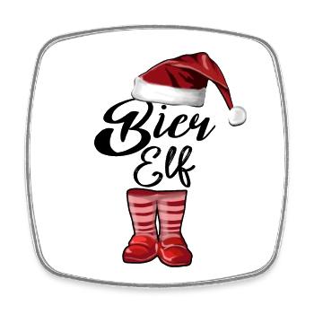 Weihnachten Bier Elf - Viereckiger Kühlschrankmagnet - Weiß - Vorne