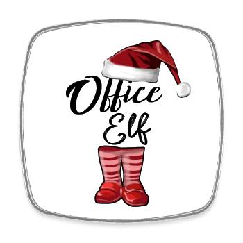 Elfe de bureau – Un design de Noël drôle - Magnet carré - blanc - Devant
