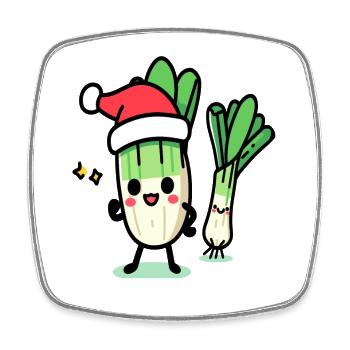 St. Nicholas kawaii leeks - Square fridge magnet - white - Front