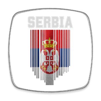 Drapeau de la Serbie, fierté serbe - Magnet carré - blanc - Devant