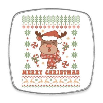 Hässlicher Weihnachtspullover - Viereckiger Kühlschrankmagnet - Weiß - Vorne