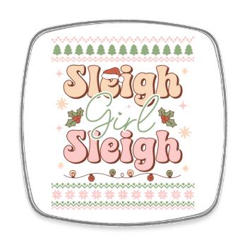 Hässlicher Weihnachtspullover - Viereckiger Kühlschrankmagnet - Weiß - Vorne