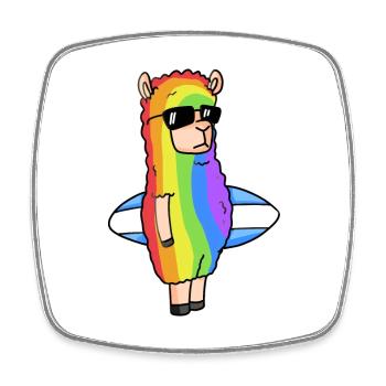 Alpaka Regenbogen Weihnachten - Viereckiger Kühlschrankmagnet - Weiß - Vorne