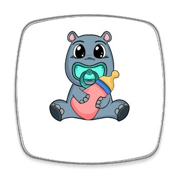 Motif de bébé hippopotame - Magnet carré - blanc - Devant