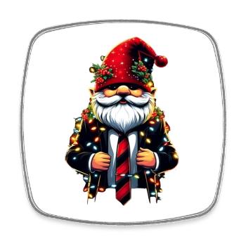 Chef Gnome Gnome with Fairy Lights - Square fridge magnet - white - Front