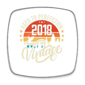 2018 Vintage Jahrgang Retro Geburtstag Geschenk - Viereckiger Kühlschrankmagnet - Weiß - Vorne