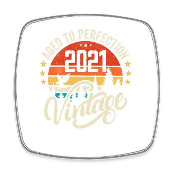 2021 Vintage Jahrgang Retro Geburtstag Geschenk - Viereckiger Kühlschrankmagnet - Weiß - Vorne
