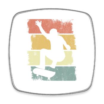 Skateboard boy drawing - Square fridge magnet - white - Front