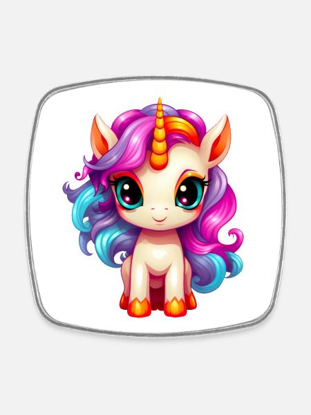 Baby Unicorn - Square fridge magnet - white