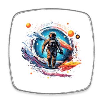 Astronaut im Weltall Design - Viereckiger Kühlschrankmagnet - Weiß - Vorne