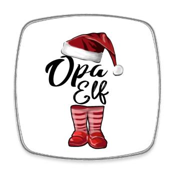 Opa Elf – Lustiges Weihnachtsdesign - Viereckiger Kühlschrankmagnet - Weiß - Vorne