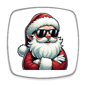 Santa Chill with sunglasses - Square fridge magnet - white - Front