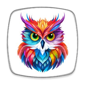 Conception de hibou - Magnet carré - blanc - Devant