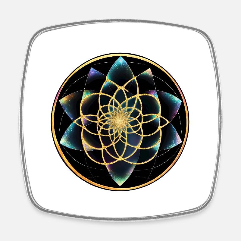 Géométrie du mandala doré - Magnet carré - blanc