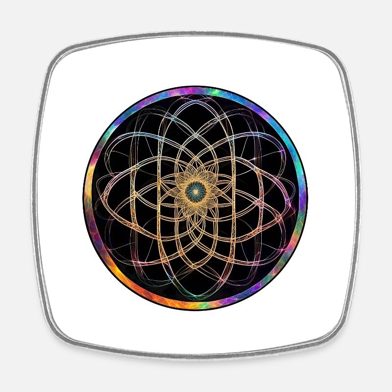 Regenbogen Mandala Kreismuster - Viereckiger Kühlschrankmagnet - Weiß