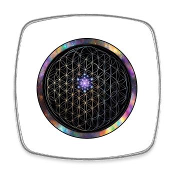 Fleur de Vie Cosmos Circle - Magnet carré - blanc - Devant