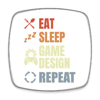 Eat Sleep Game Design Repeat - Viereckiger Kühlschrankmagnet - Weiß - Vorne