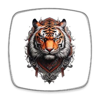 Bengal tiger head style Viking tattoo - Square fridge magnet - white - Front