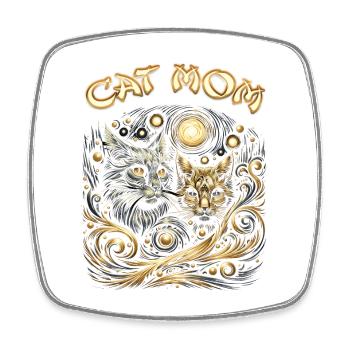 Galaktische Katzen Mythos Design - Viereckiger Kühlschrankmagnet - Weiß - Vorne