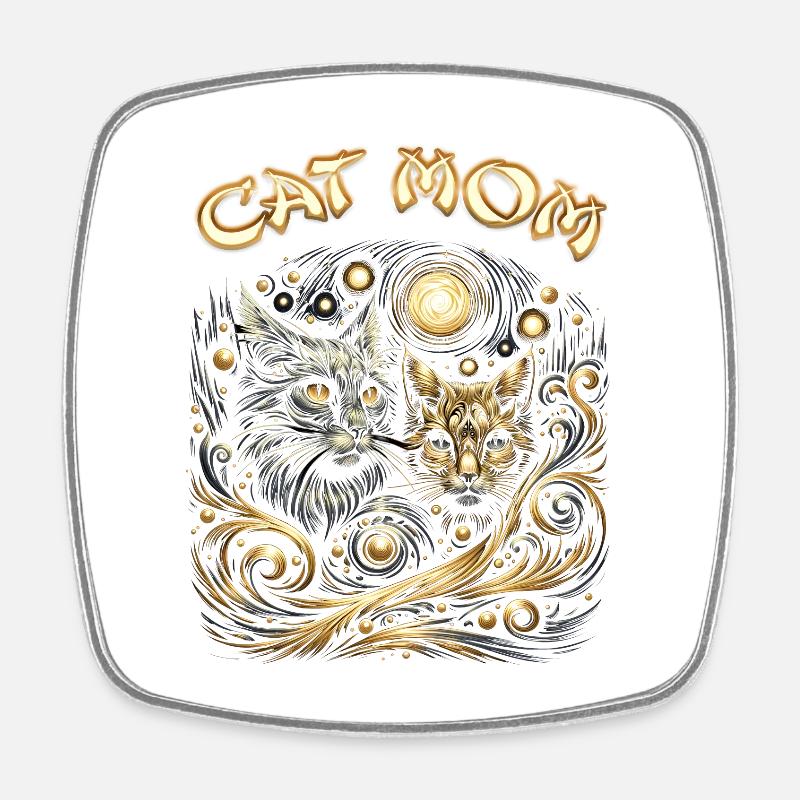 Galactic Cats Myth Design - Square fridge magnet - white