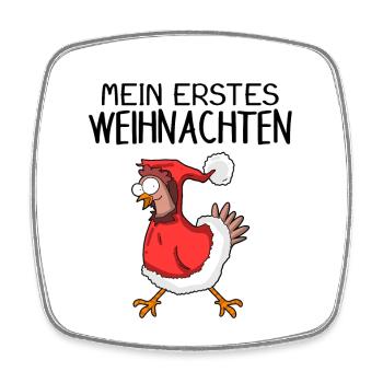 Weihnachtshuhn Frohe Weihnachten Huhn Baby Spruch - Viereckiger Kühlschrankmagnet - Weiß - Vorne