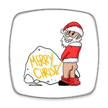 Père Noël Drôle - Magnet carré - blanc - Devant