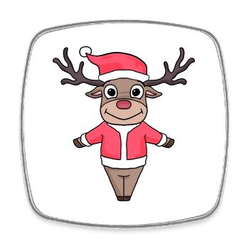 Cerf Noël de Noël - Magnet carré - blanc - Devant