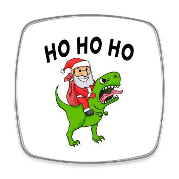 Ho ho ho Santa Claus Dinosaur - Square fridge magnet - white - Front