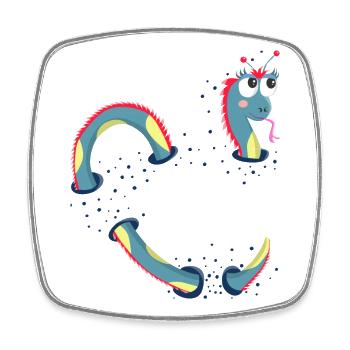Dragon mignon, monstre marin pour les enfants - Magnet carré - blanc - Devant