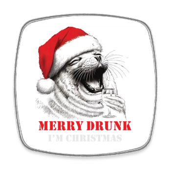 Merry Drunk I'm Christmas Wein Spruch Weihnachten - Viereckiger Kühlschrankmagnet - Weiß - Vorne