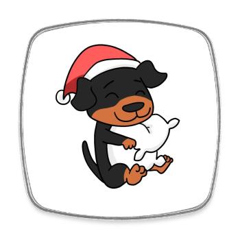 Rottweiler Hund Tier Weihnachten - Viereckiger Kühlschrankmagnet - Weiß - Vorne