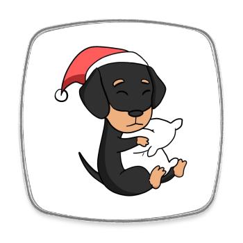 Dackel Hund Tier Weihnachten - Viereckiger Kühlschrankmagnet - Weiß - Vorne